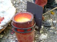 Molten Bronze in crucible